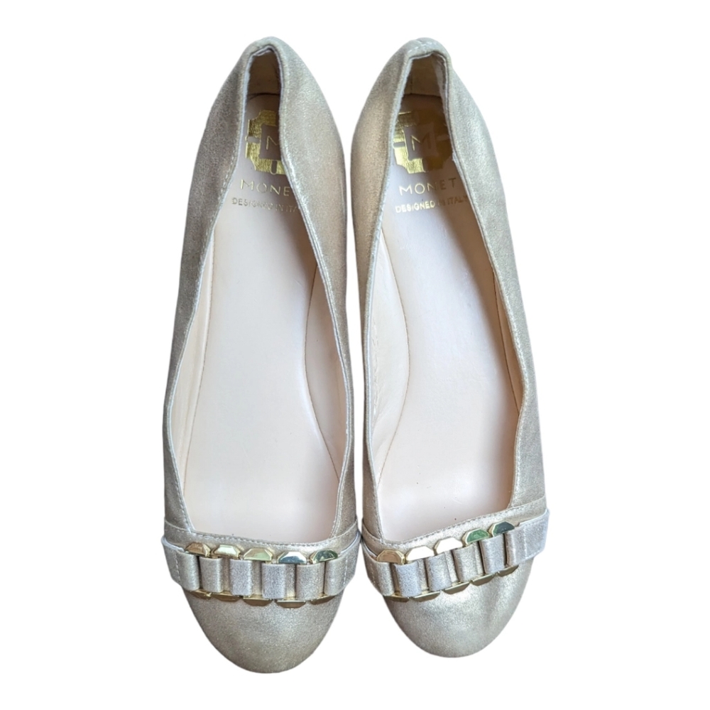 MONET‎ GOLD LEATHER FLAT Sz 7.5